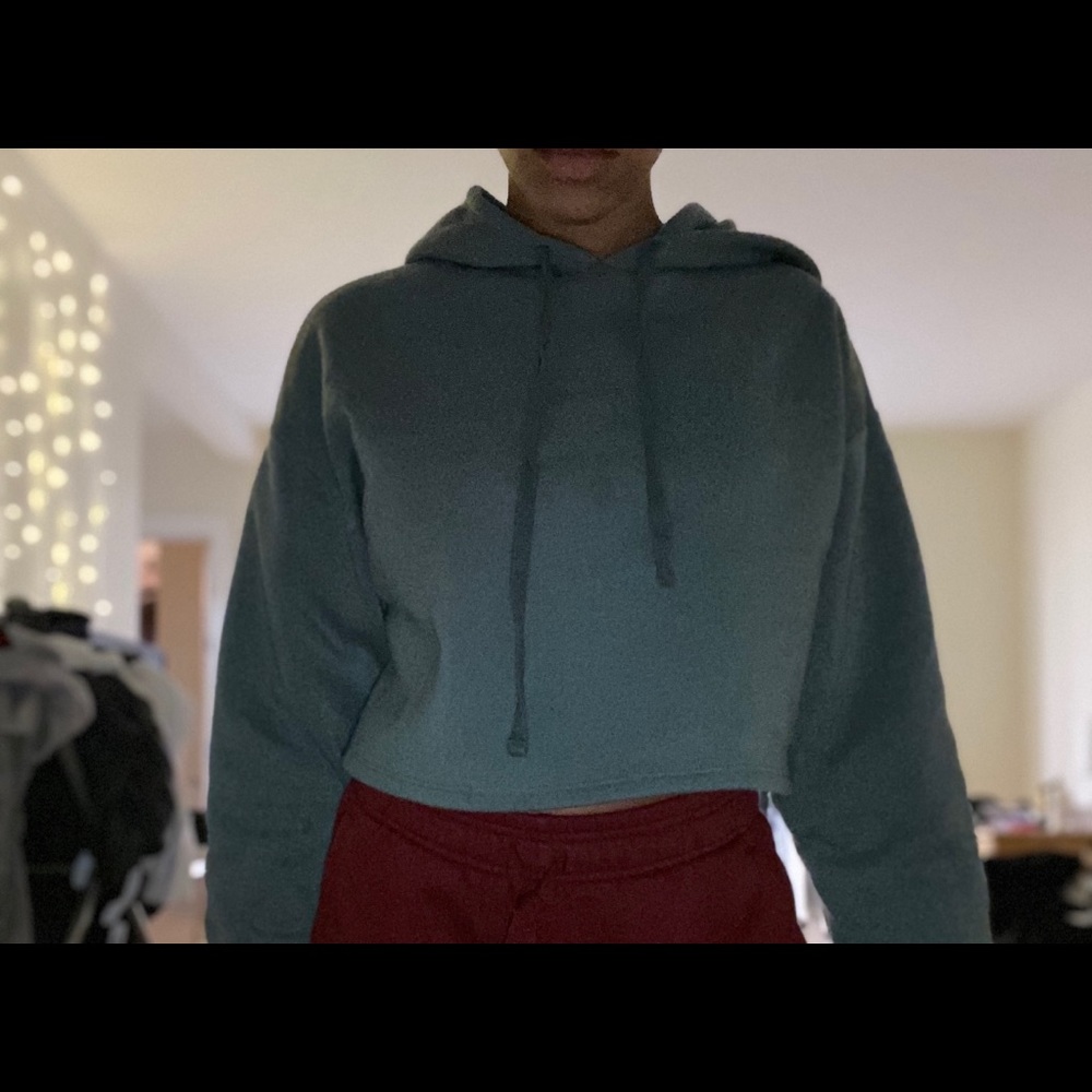 teal cropped hoodie